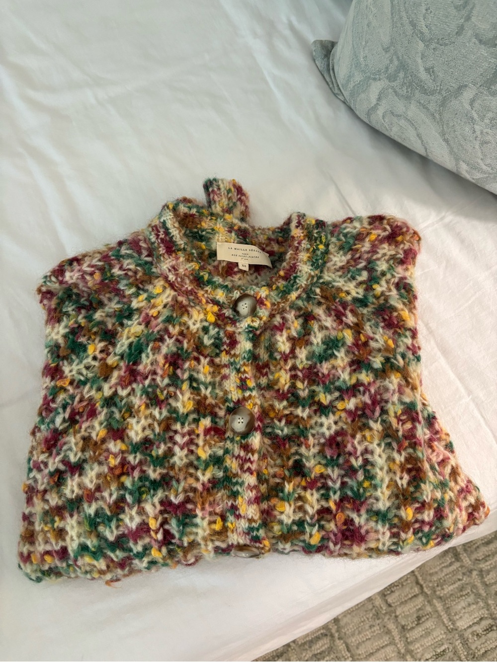 Sézane XS Emile Cardigan, Multicolor Yellow and Green